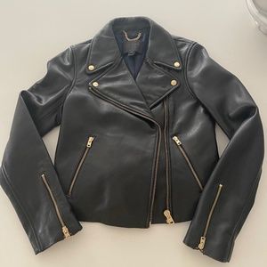 J.Crew Collection Black Leather Moto Jacket